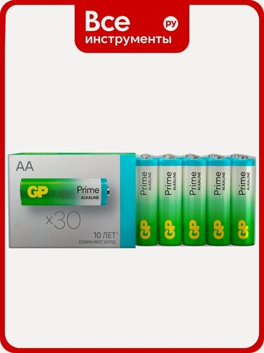 Изображение товара Алкалиновые пальчиковые батарейки GP АА Prime Alkaline, набор 30 шт. 19730