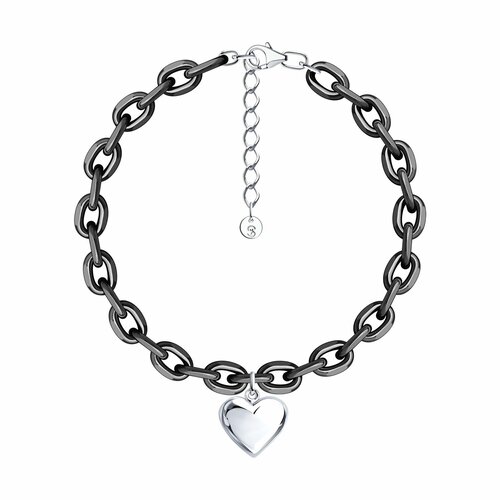 фото Браслет diamant online, серебро, 925 проба, родирование, длина 18 см., черный