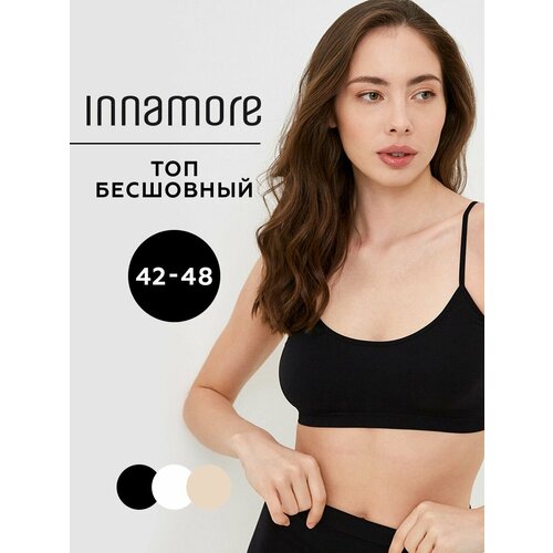 фото Топ innamore бесшовный на бретелях из микрофибры, размер 4-5, черный
