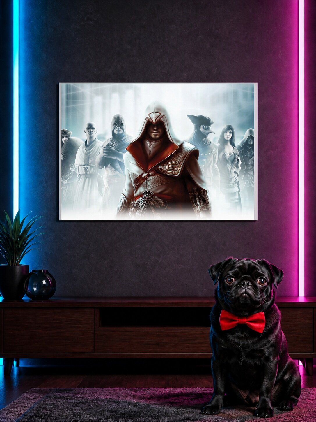Плакат Assassin's Creed — неоновая игровая эстетика для к A3