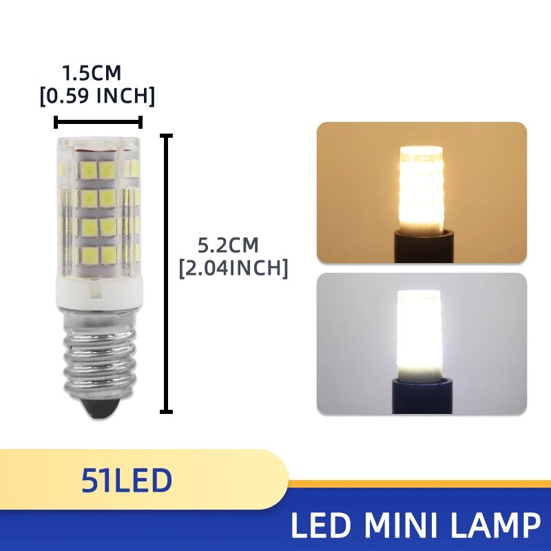 LED Mini Lamp E14 51LED, Cold White