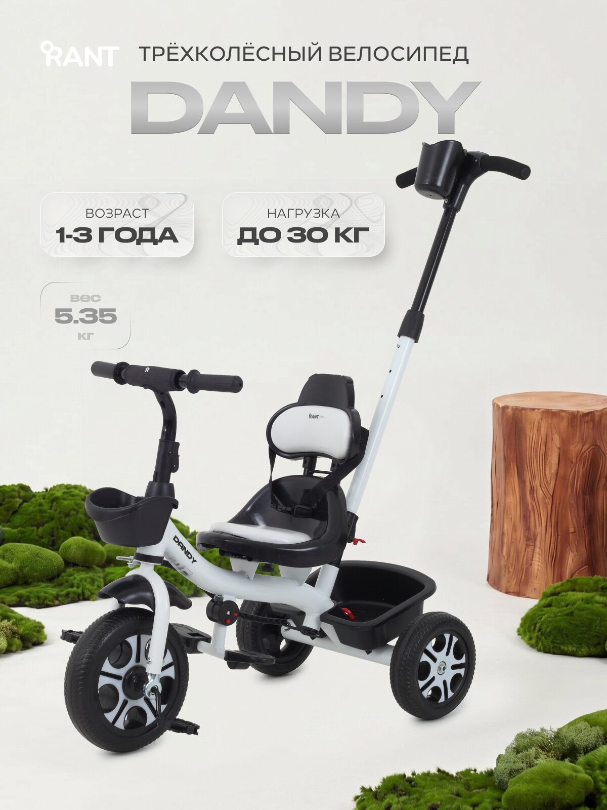 Велосипед детский трехколесный RANT basic RB252 DANDY, White (белый)