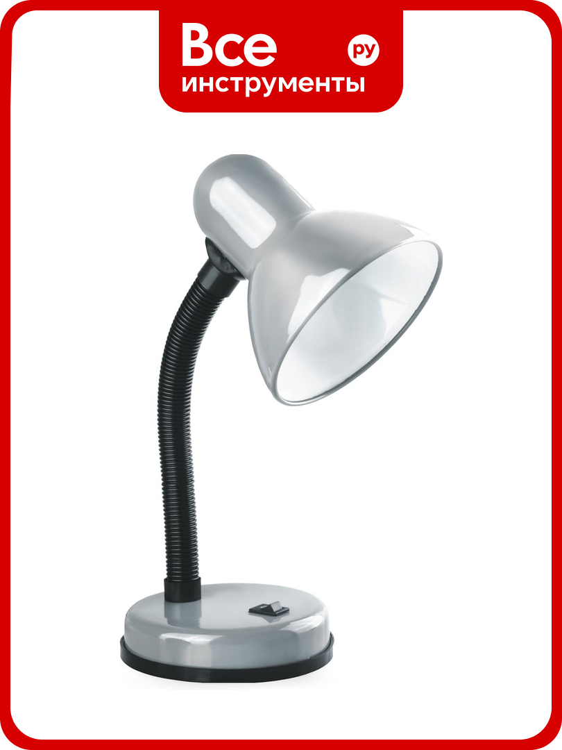 Настольный светильник Camelion KD-301 C03 серебро 230V 60W 10992, металлический корпус, глянцевый плафон, шнур с вилкой