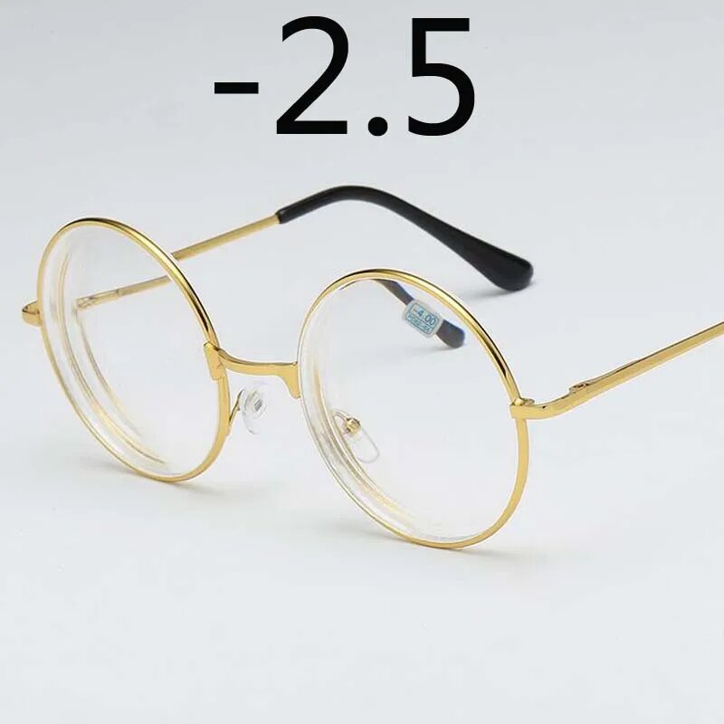 Круглые очки Myopia -2.5, золотистая оправа