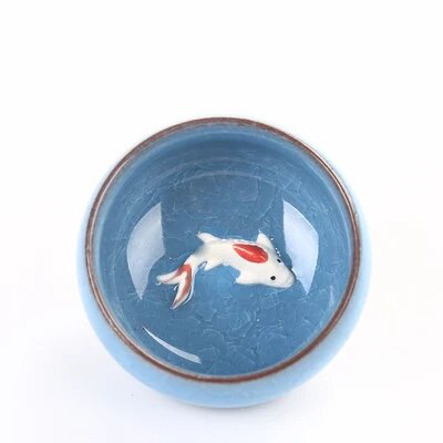 Чайная чашка керамическая, цвет Sky Blue, с рыбкой
