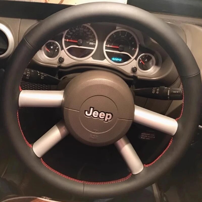 Чехол на руль Jeep Wrangler (JK) 2007-2011, кожа smooth leather, черный