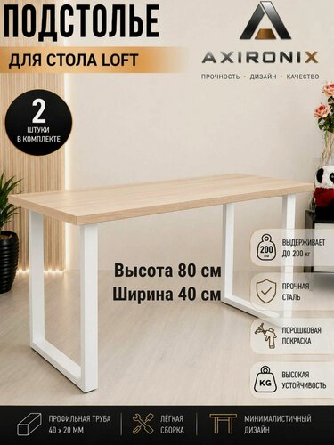 Изображение товара Подстолье для стола в стиле Лофт Опора мебельная Ножки журнальные Металлические 80/40