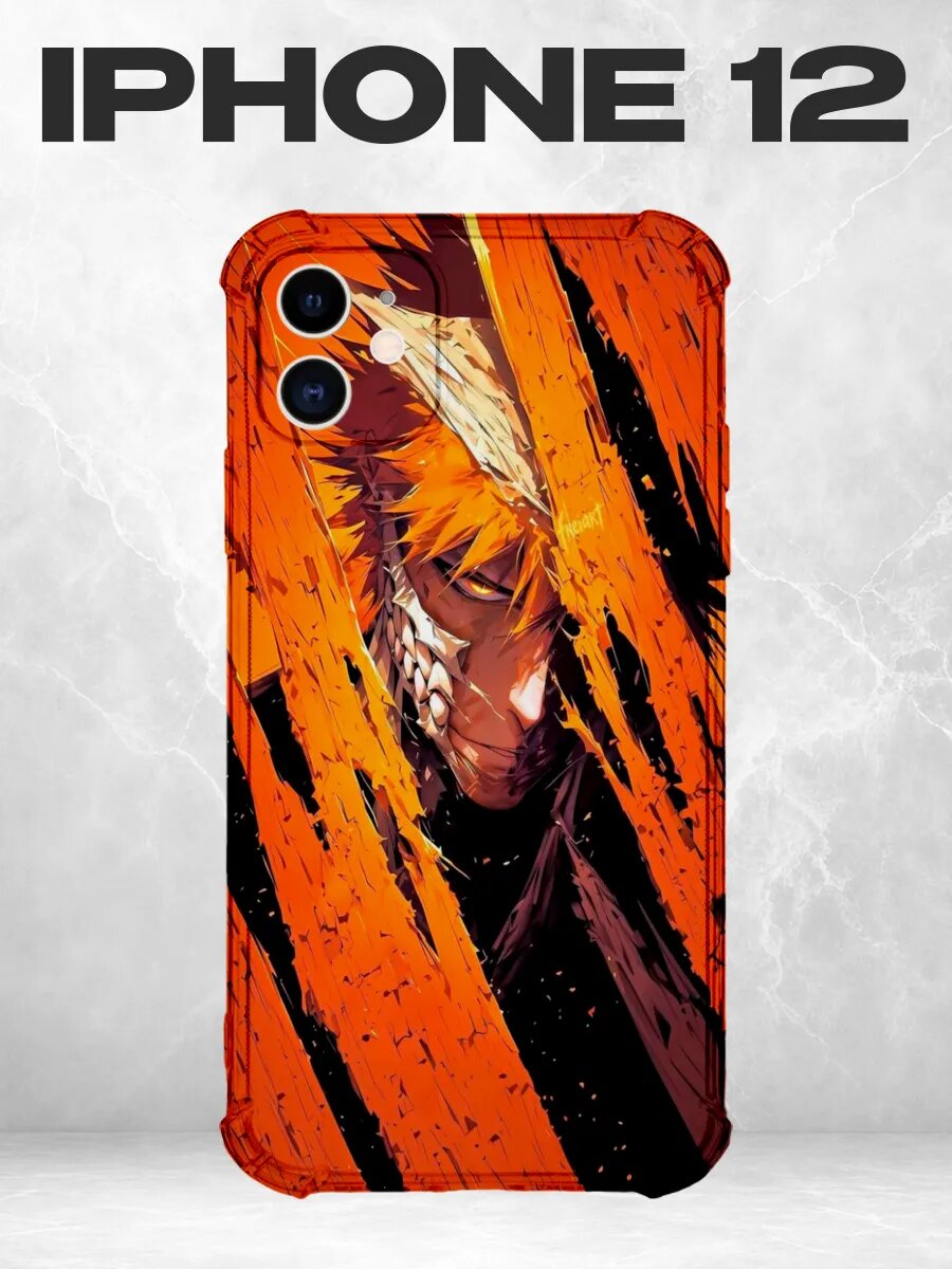 Чехол на iPhone 12 Блич Ичиго оранжевый