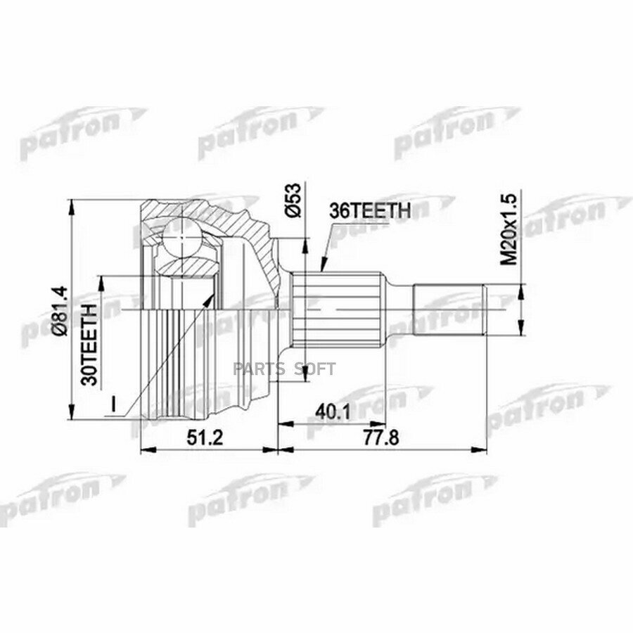 PATRON PCV1241 ШРУС AUDI A3 -03 1.6 наружн.