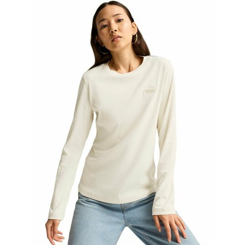 фото Лонгслив спортивный puma ess elevated longsleeve, размер xs, , молочный