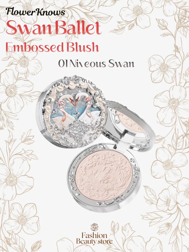 Рельефные румяна Flower Knows Swan Ballet Embossed Blush 01 Niveous Swan
