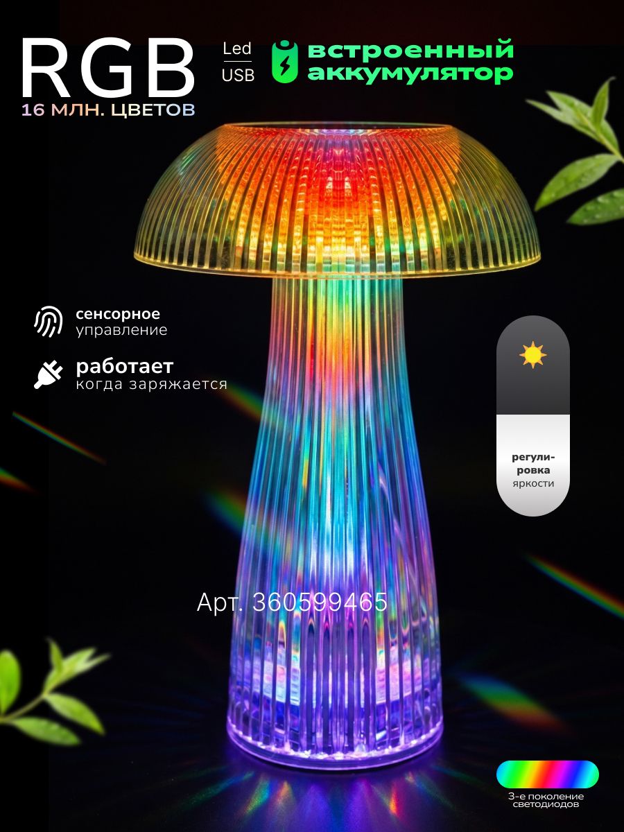 Лампа настольная RGB, ночник декоративный Медуза