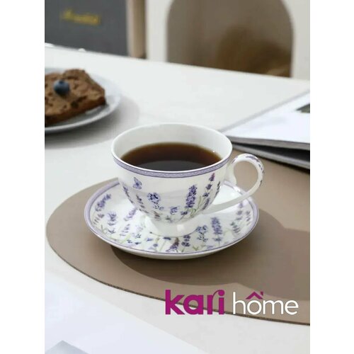 фото Чашка с блюдцем, чайная пара подарочная kari home