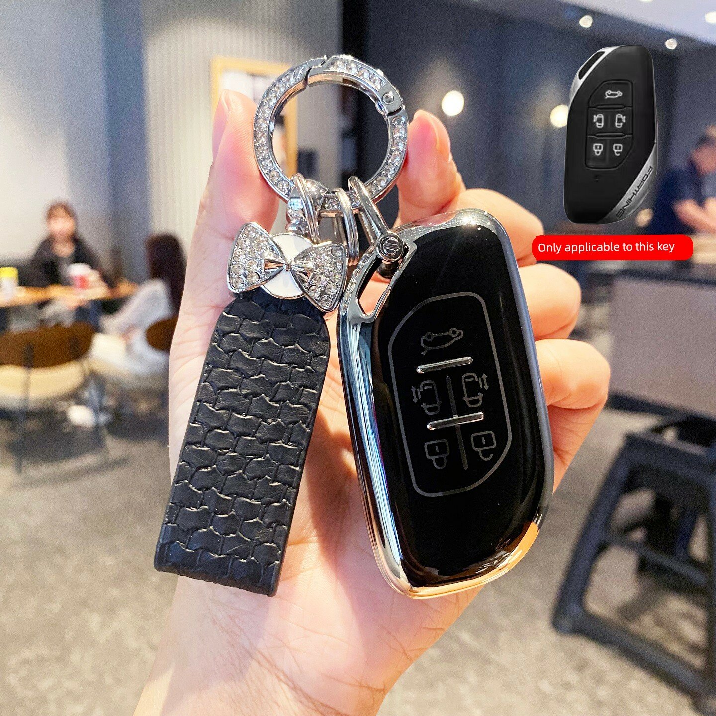 Премиум чёрный чехол для ключа с бабочкой-шнуром для Dongfeng Fengxing Xinghai V9 автомобильного пульта защиты