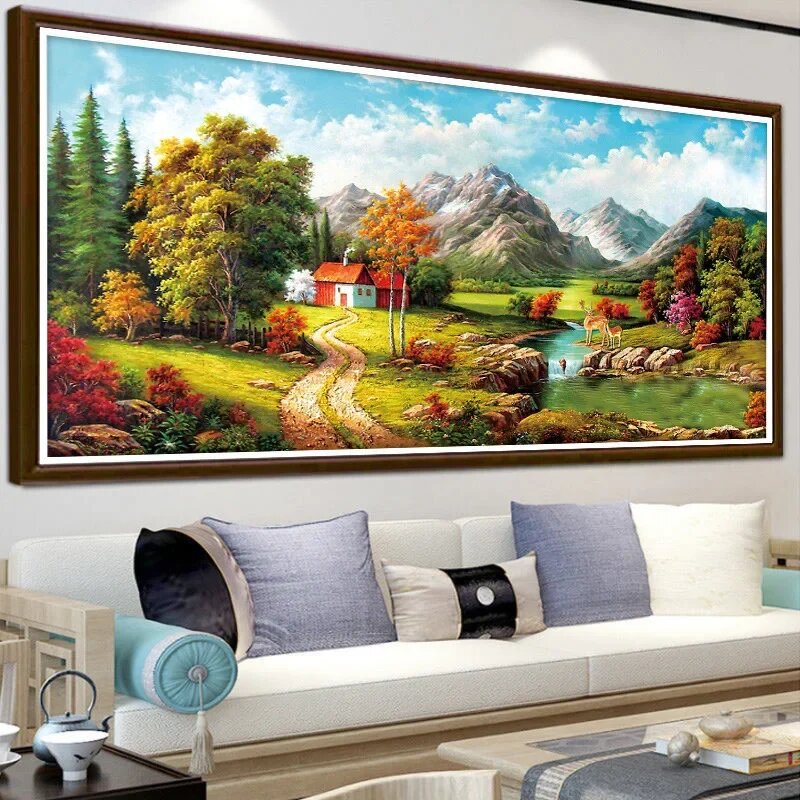 QIANZEHUI Полная вышивка крестом Европейский пейзаж