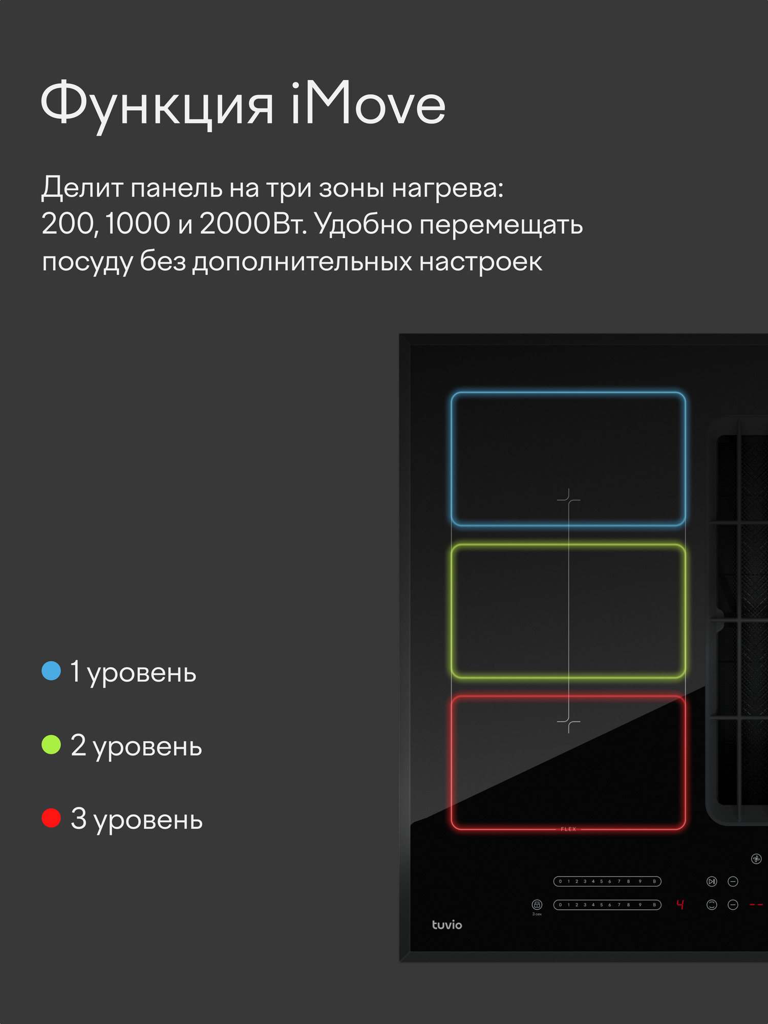 Индукционная варочная панель с инвертором и вытяжкой Tuvio HIS87BB21, 60 см, черный, слайдер, защитное автоотключение — фото 6