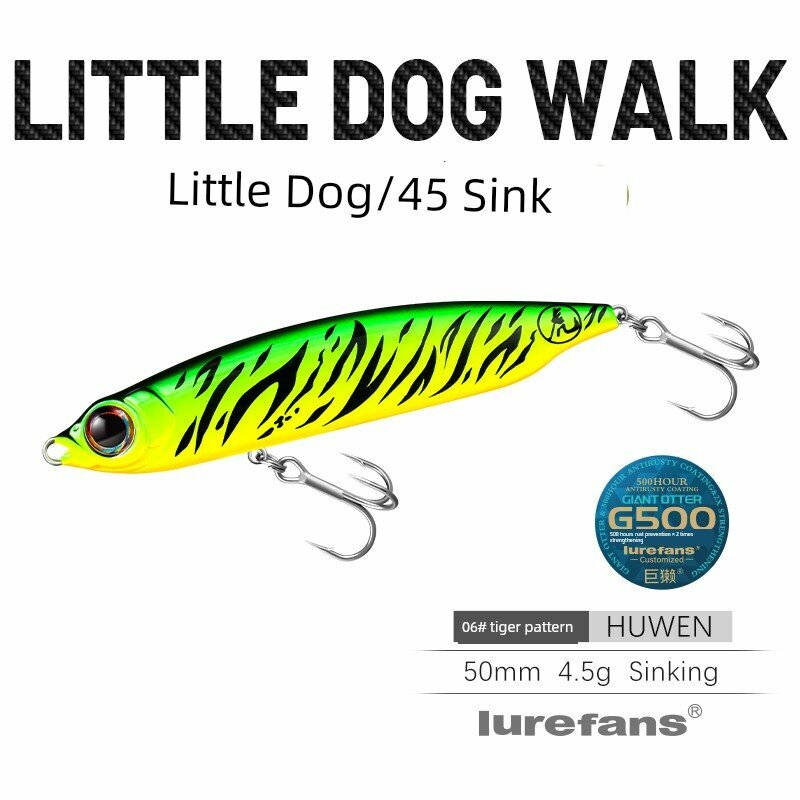 Little Dog Скользящая карандашная приманка для окуня и крейпа: 50 мм, 4.5 г, ловля в ручьях