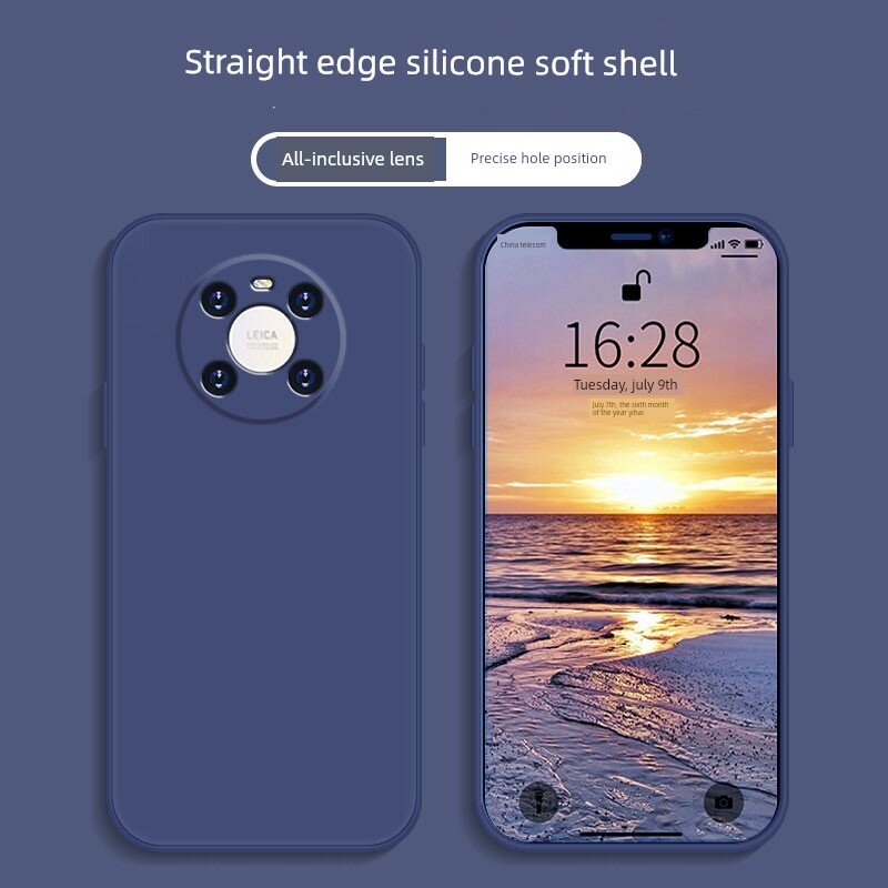 Huawei Mate 40 Pro Жидкокремниевый полный защитный чехол с амортизацией, темно-синий, без пленки для мобильного телефона
