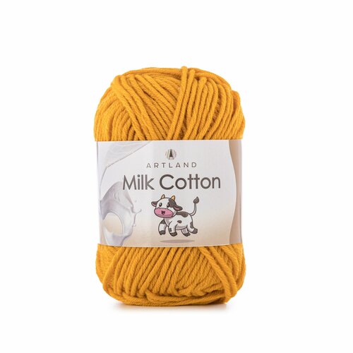 фото Пряжа для вязания artland milk cotton 3 мотка (100 м, 50 гр), цвет 34 горчица