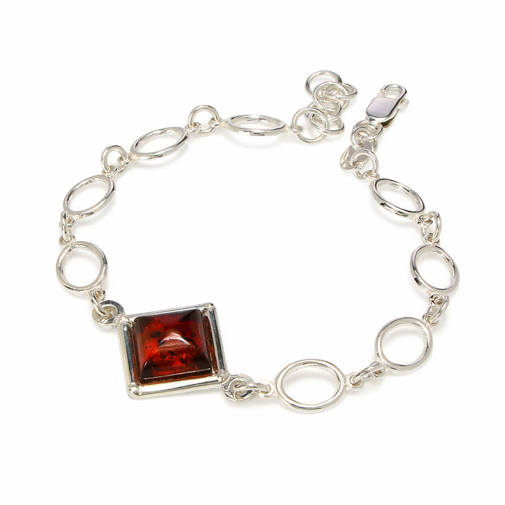 Жесткий браслет Amberprofi, серебро, 925 проба, янтарь