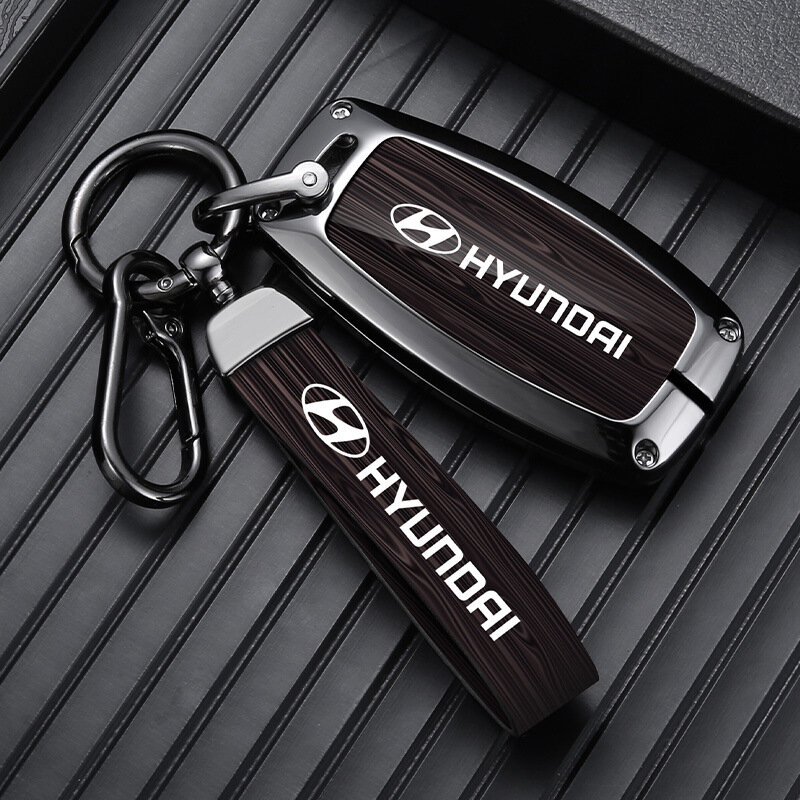 Ключевой чехол для Hyundai Tucson L 4-кнопочный деревянная текстура серый одинарная оболочка для моделей 2021-2022 гг.