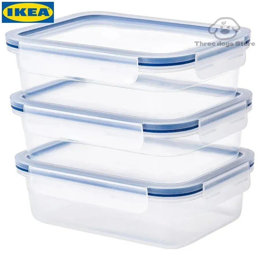 Контейнер для хранения продуктов IKEA 365+ с крышкой, прозрачный, набор из 3 штук, подходит для СВЧ