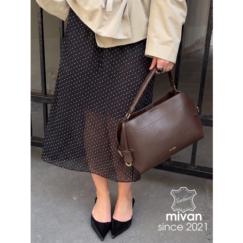 фото Сумка тоут mivan, фактура гладкая, шоколадный