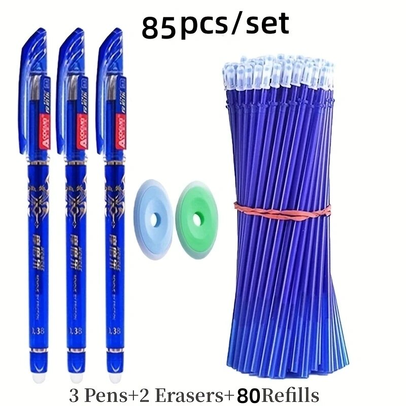 Набор гелевых ручек MROOFUL 85 шт. синие/черные 0,5 мм Синий, 85pcs blue set