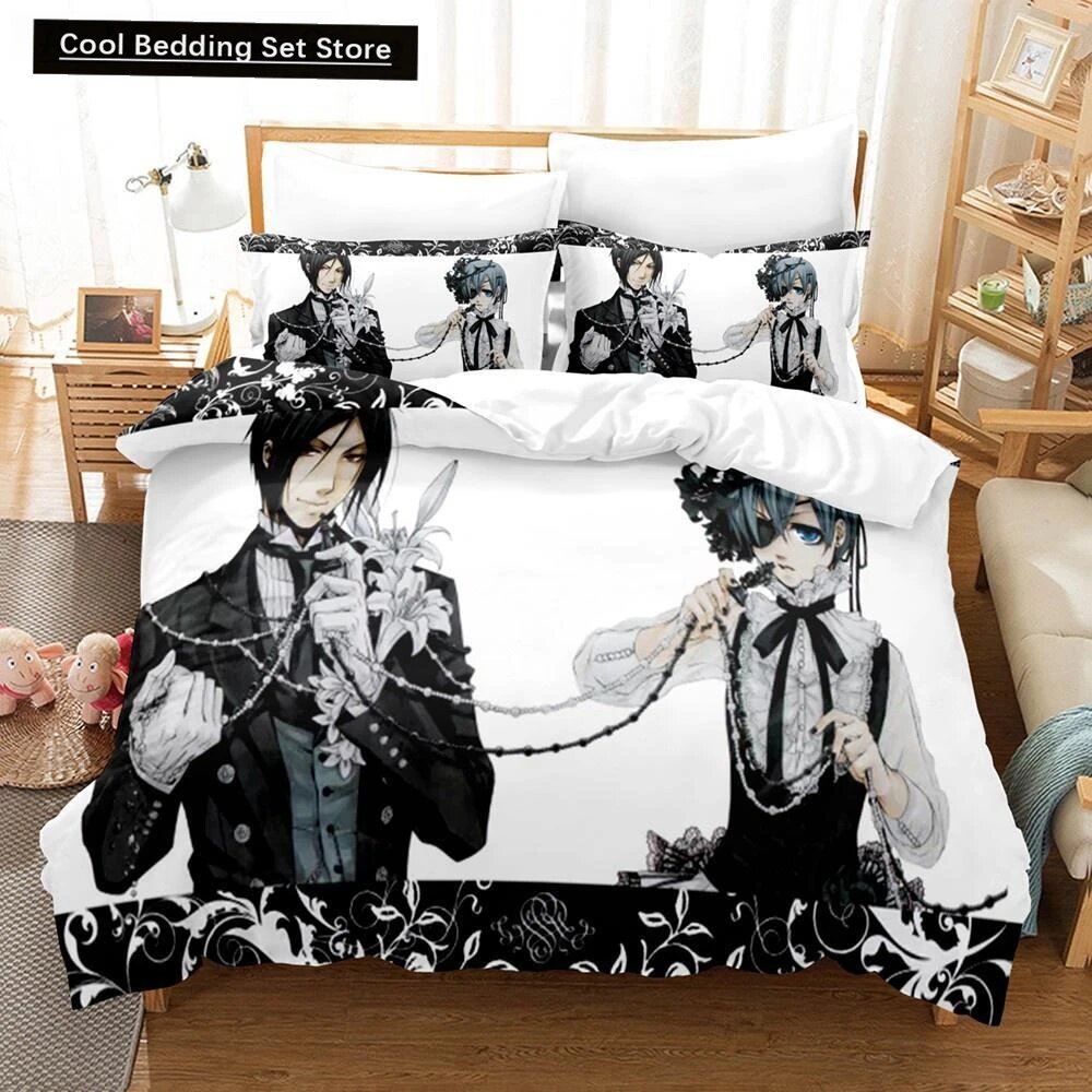 Комплект постельного белья Black Butler Sebastian Ciel из Черный, AU Double(180x210cm), 17