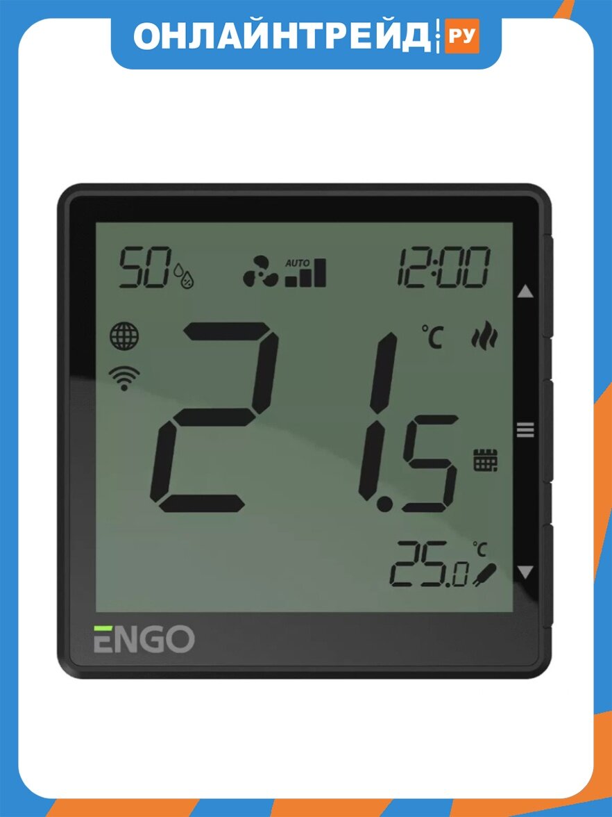 Терморегулятор Salus Controls ENGO, WIFI с регулировкой скорости вент. для внутрипол. конвекторов проводной, с питанием 24 В, черный