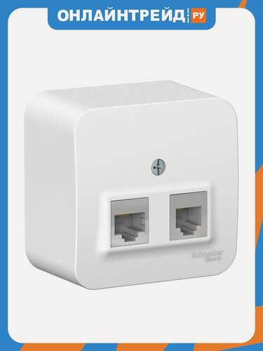 Изображение товара Розетка Systeme Electric (schneider Electric) SCHNEIDER ELECTRIC BLANCA двойная: комп. RJ45, кат.5E + телеф. RJ11, изол. ПЛ, Белый