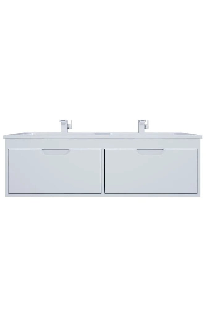 Тумба с раковиной Uperwood Modul 120 подвесная, 122 см, двойная, белая, матовая, из МДФ, с ящиками, раковина для ванной, прямоугольная