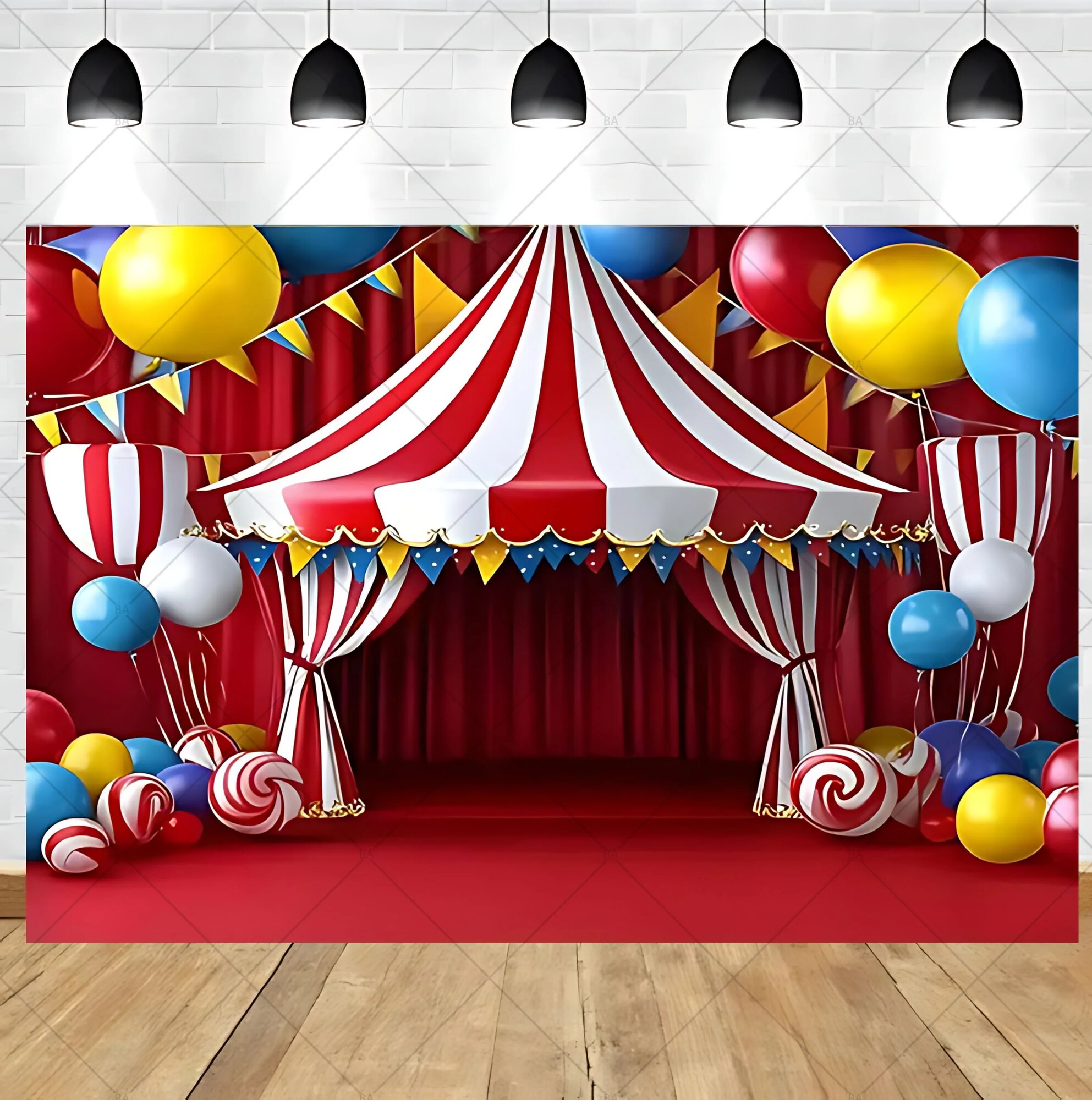 Фоновое полотно для фотосъемки AEVYVKV Цирк Карнавал 36х26 см Polyester 250X200cm, BJ-BA59-12