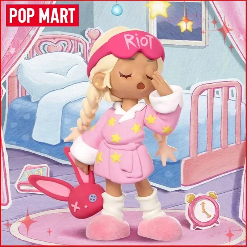 Коллекционная фигурка POP MART Lil Peach Riot Sleepover Series Розовый, Poppy-Yawn