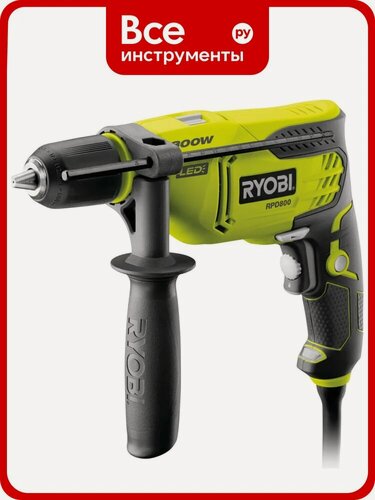 Изображение товара Ударная дрель Ryobi RPD800-K 800 Вт с подсветкой, реверсом, патрон 1/2, для профессионального сверления