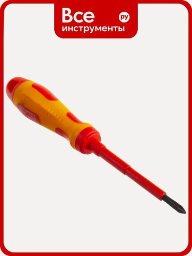 Изображение товара Высоковольтная отвертка Kraftool Expert Cr-Mo-V стержень двухкомпонентная маслобензостойкая рукоятка