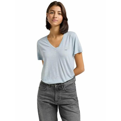 фото Футболка lee women v neck tee, размер xs, синий