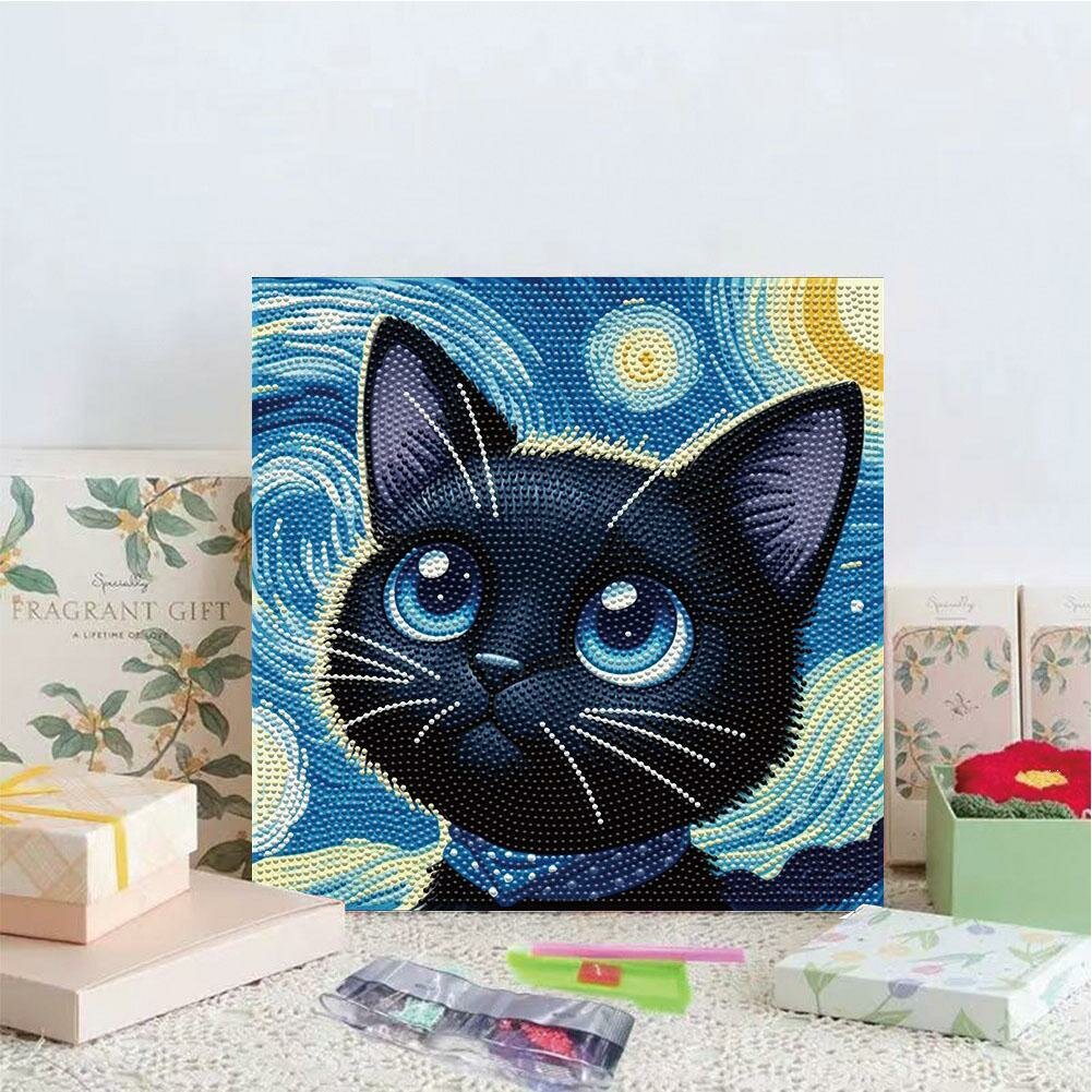 Картина из страз с котенком, DIY алмазная вышивка, ручная аппликация, милая картина для украшения дома