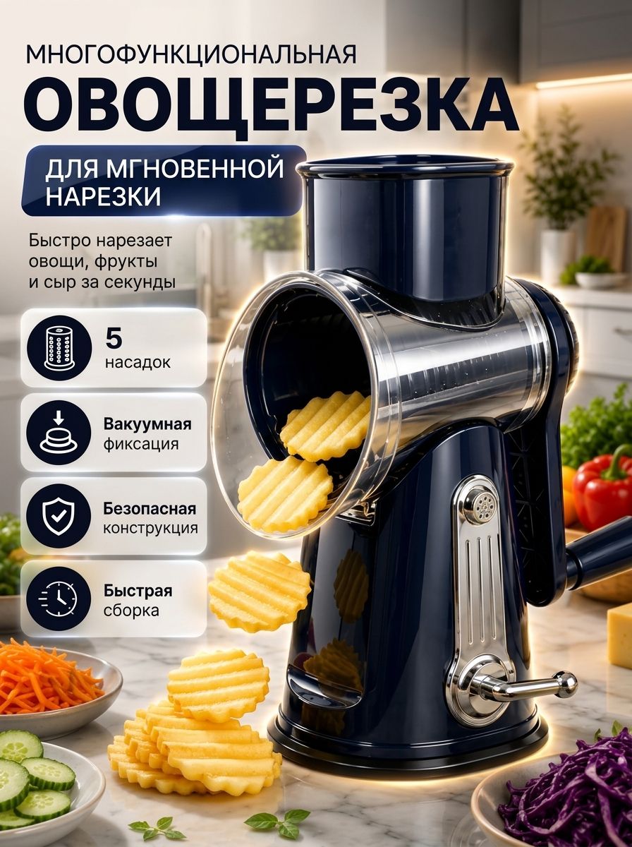 Овощерезка ручная мультифункциональная 5 в 1