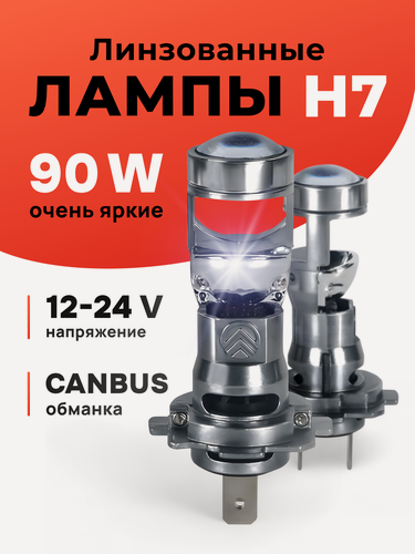 Изображение товара Светодиодные автомобильные лампы ZMB , мини линзы, H7, холодный белый, 90Вт, 2шт