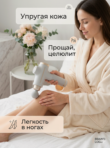 Изображение товара Массажер антицеллюлитный перкуссионный для тела, лимфодренажный пистолет для красоты и похудения, 6 насадок