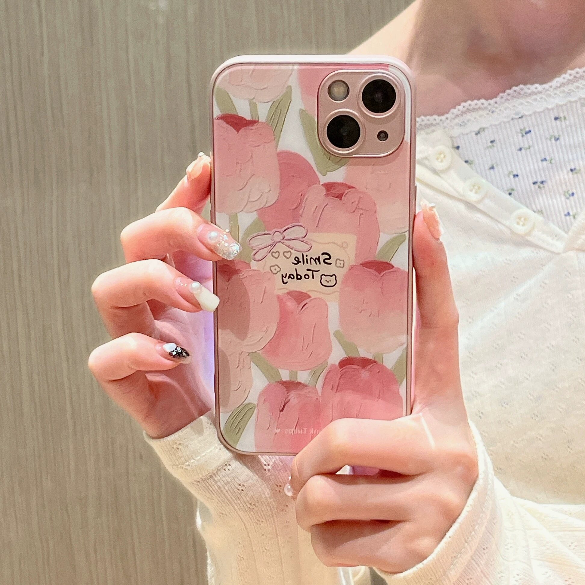 Чехол для Vivo S30 Pro mini розового тюльпана из силикона