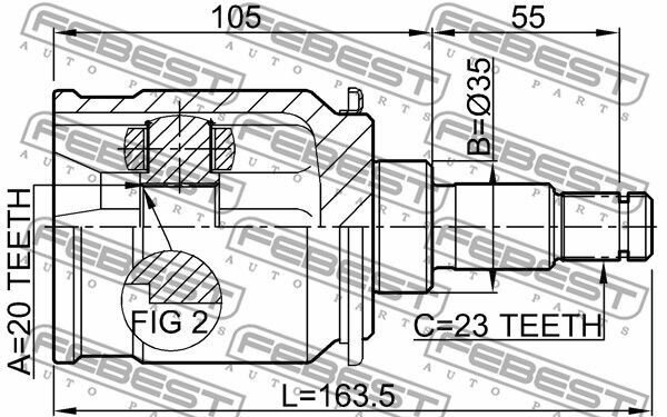 ШРУС внутренний задний 20x35x23 HONDA CR-V RD5 2002-2006 FEBEST 0311-RELHR
