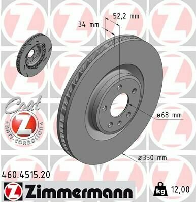 Диск тормозной передний R Porsche Macan ZIMMERMANN 460.451.520