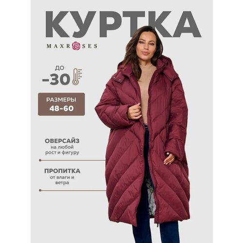 фото Пальто maxroses, размер 50, бордовый