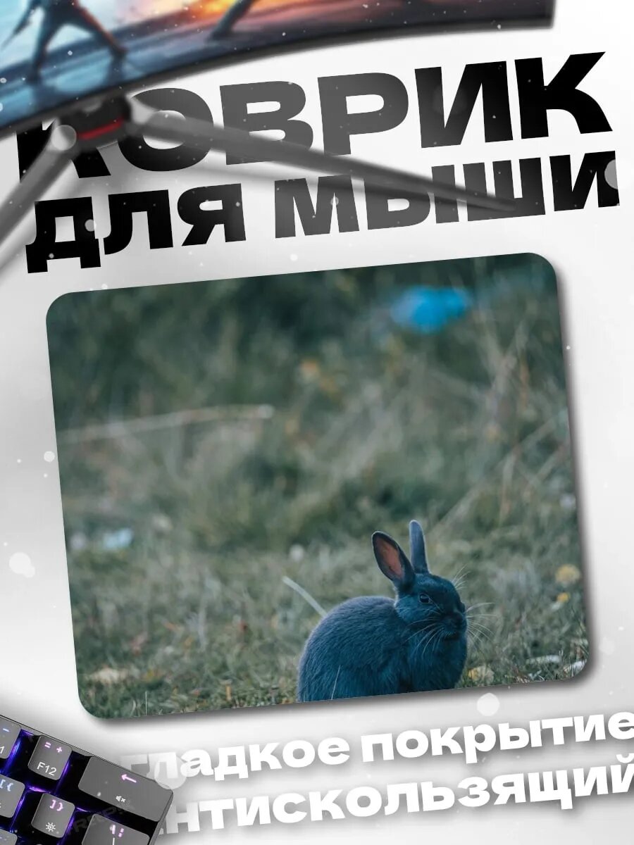 Коврик для мыши серый кролик