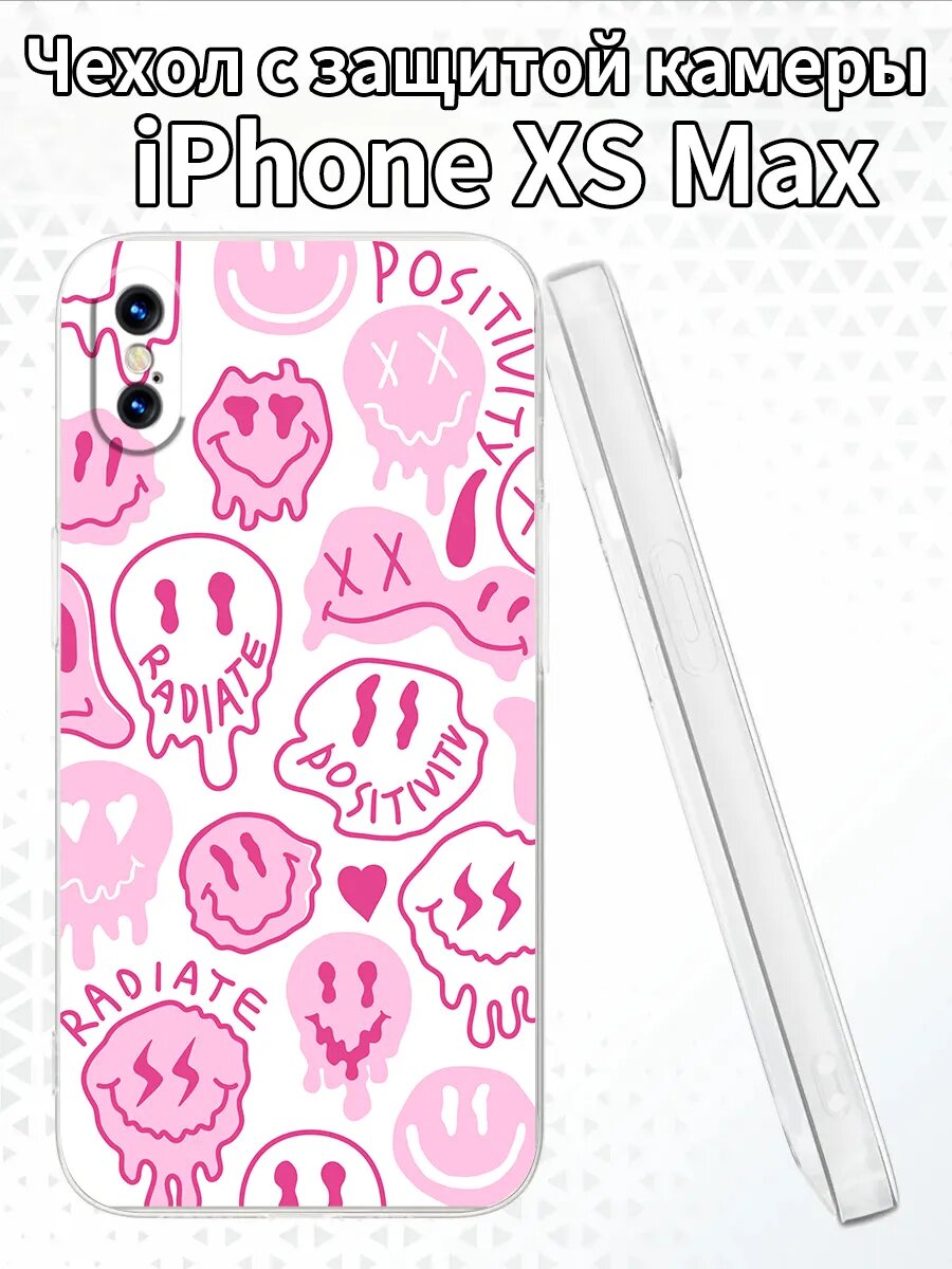Чехол на iPhoneXSMax с изображением розовых улыбок
