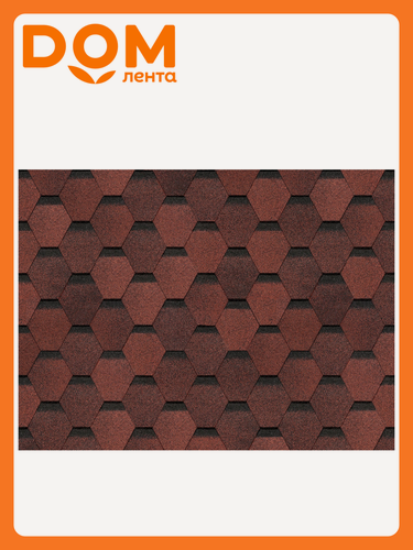 Изображение товара Черепица Docke, битумная, шестигранная, красная, 1000х318х2.5 мм