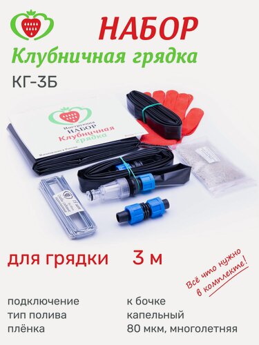 Изображение товара Грядка "Клубничная грядка" КГ-03Б, полив от бочки, на 21 растение, длина 3 метра