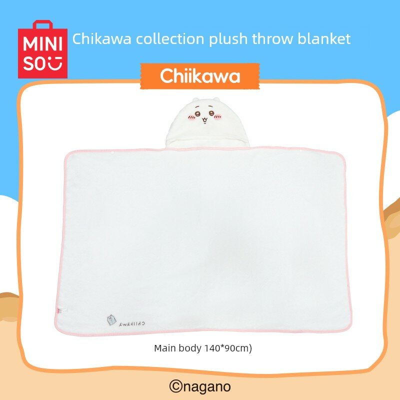 Плюшевое одеяло для отдыха MINISO из серии Chiikawa, одеяло для сна с персонажами Ji Chiikawa и Usagi, подходит для